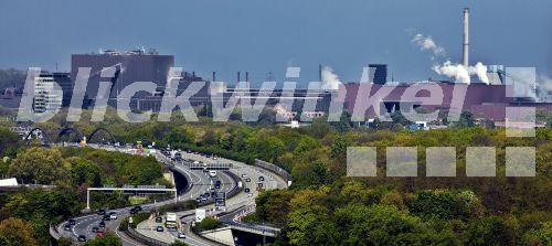blickwinkel - Autobahn A42 und Industrie, Luftbild, Deutschland