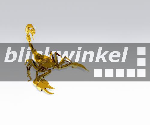 3D-Computergrafik, vergoldeter Skorpion vor weissem Hintergrund<BR>3D computer graphic, golden scorpion against white background - McPHOTO/M. Gann